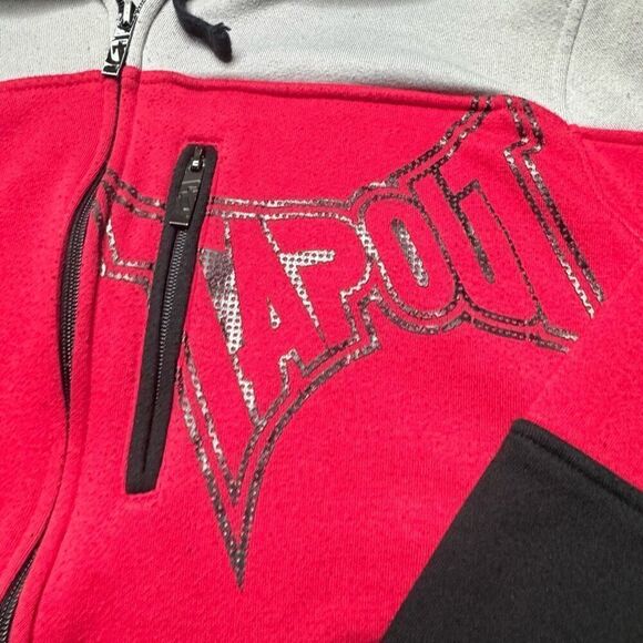 Vintage Tapout Full Zip Hoodie Mens M Red Black Y2K MMA - Picture 9 of 12